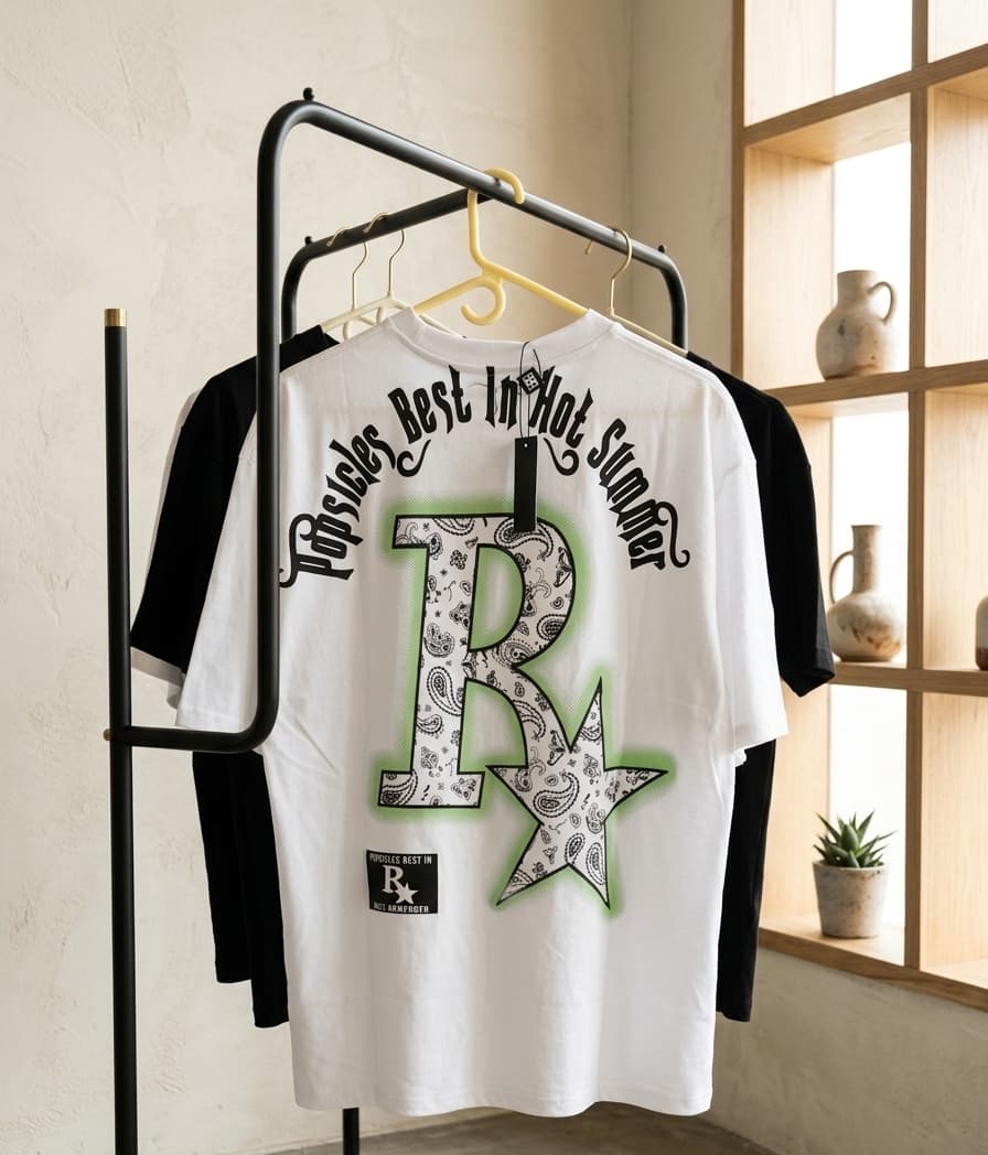 Modern R Graphic Print Baggy T-Shirts