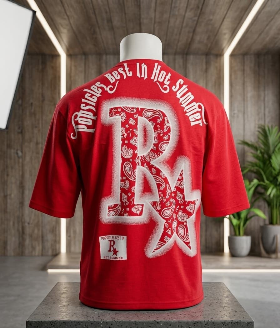 Modern R Graphic Print Baggy T-Shirts