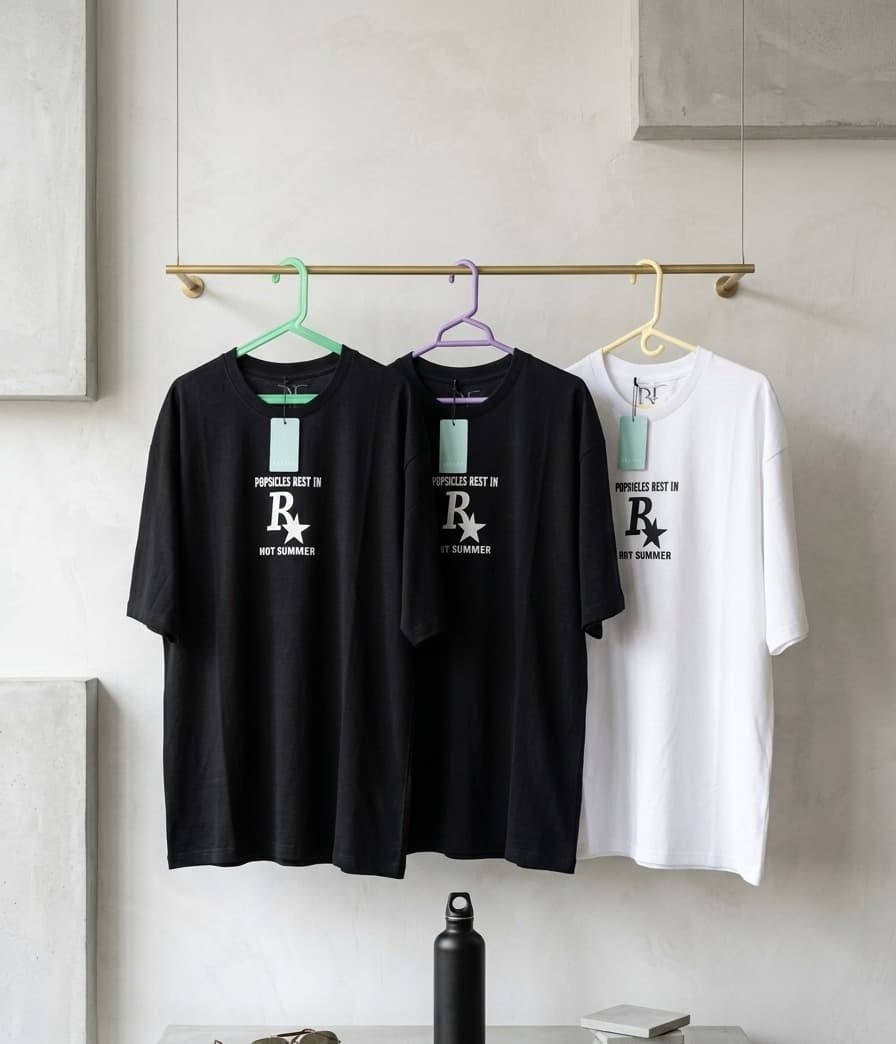 Modern R Graphic Print Baggy T-Shirts